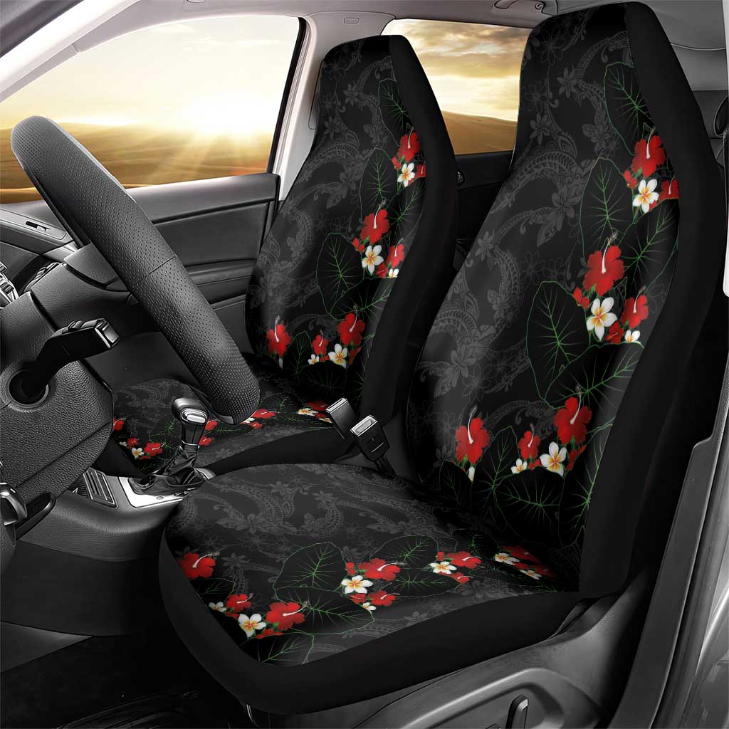 Hawaiian Taro Leaves-Hibiscus and Plumeria Car Seat Cover Floral Tribal Tattoo Motif LT03 - Polynesian Pride