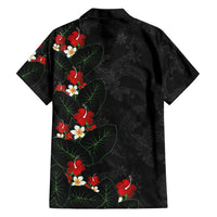 Hawaiian Taro Leaves-Hibiscus and Plumeria Family Matching Off The Shoulder Long Sleeve Dress and Hawaiian Shirt Floral Tribal Tattoo Motif LT03 - Polynesian Pride