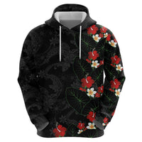 Hawaiian Taro Leaves-Hibiscus and Plumeria Hoodie Floral Tribal Tattoo Motif LT03 - Polynesian Pride