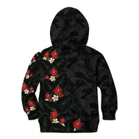 Hawaiian Taro Leaves-Hibiscus and Plumeria Kid Hoodie Floral Tribal Tattoo Motif LT03 - Polynesian Pride