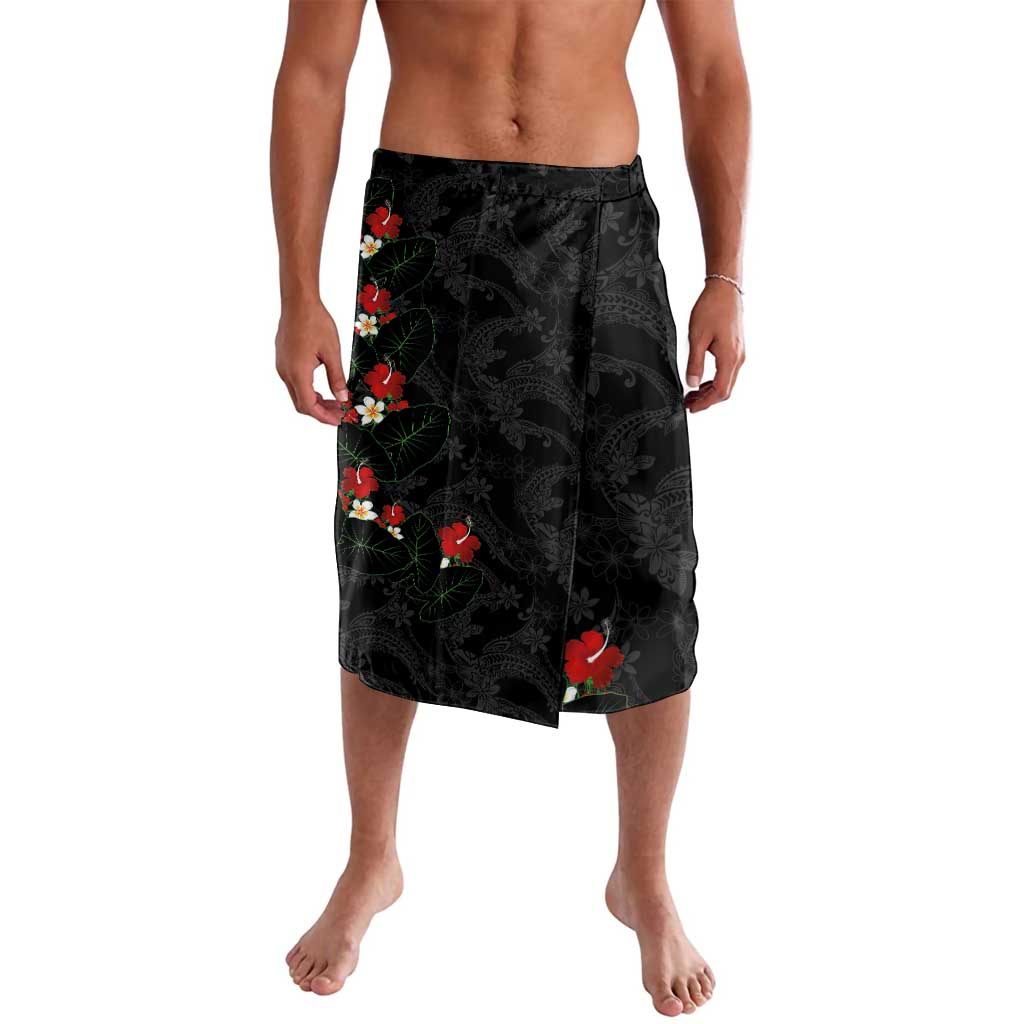 Hawaiian Taro Leaves-Hibiscus and Plumeria Lavalava Floral Tribal Tattoo Motif