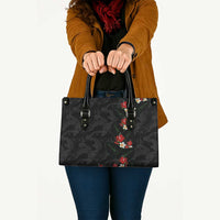 Hawaiian Taro Leaves-Hibiscus and Plumeria Leather Bag Floral Tribal Tattoo Motif LT03 - Polynesian Pride