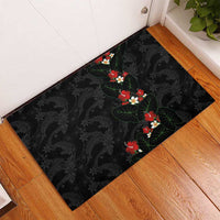 Hawaiian Taro Leaves-Hibiscus and Plumeria Rubber Doormat Floral Tribal Tattoo Motif LT03 - Polynesian Pride