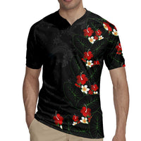 Hawaiian Taro Leaves-Hibiscus and Plumeria Rugby Jersey Floral Tribal Tattoo Motif LT03 - Polynesian Pride
