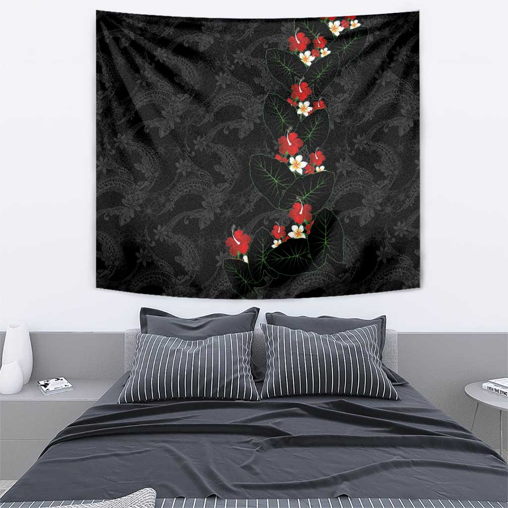 Hawaiian Taro Leaves-Hibiscus and Plumeria Tapestry Floral Tribal Tattoo Motif LT03 - Polynesian Pride
