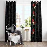 Hawaiian Taro Leaves-Hibiscus and Plumeria Window Curtain Floral Tribal Tattoo Motif LT03 - Polynesian Pride