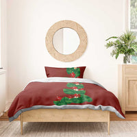 Hawaiian Taro Leaves-Hibiscus and Plumeria Bedding Set Polynesian Art-Kakau Tattoo Red