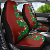 Hawaiian Taro Leaves-Hibiscus and Plumeria Car Seat Cover Polynesian Art-Kakau Tattoo Red LT03 - Polynesian Pride