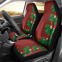 Hawaiian Taro Leaves-Hibiscus and Plumeria Car Seat Cover Polynesian Art-Kakau Tattoo Red LT03 - Polynesian Pride
