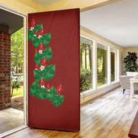 Hawaiian Taro Leaves-Hibiscus and Plumeria Door Cover Polynesian Art-Kakau Tattoo Red LT03 - Polynesian Pride