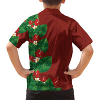 Hawaiian Taro Leaves-Hibiscus and Plumeria Hawaiian Shirt Polynesian Art-Kakau Tattoo Red LT03 - Polynesian Pride