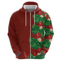 Hawaiian Taro Leaves-Hibiscus and Plumeria Hoodie Polynesian Art-Kakau Tattoo Red LT03 - Polynesian Pride
