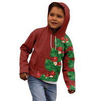 Hawaiian Taro Leaves-Hibiscus and Plumeria Kid Hoodie Polynesian Art-Kakau Tattoo Red LT03 - Polynesian Pride