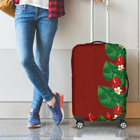 Hawaiian Taro Leaves-Hibiscus and Plumeria Luggage Cover Polynesian Art-Kakau Tattoo Red LT03 - Polynesian Pride
