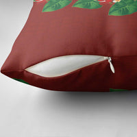 Hawaiian Taro Leaves-Hibiscus and Plumeria Pillow Cover Polynesian Art-Kakau Tattoo Red