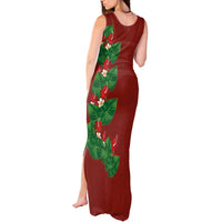 Hawaiian Taro Leaves-Hibiscus and Plumeria Tank Maxi Dress Polynesian Art-Kakau Tattoo Red LT03 - Polynesian Pride