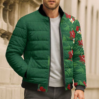 Hawaiian Taro Leaves-Hibiscus and Plumeria Bomber Puffer Jacket Polynesian Art-Kakau Tattoo Green LT03 - Polynesian Pride