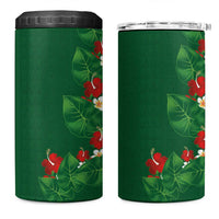 Hawaiian Taro Leaves-Hibiscus and Plumeria 4 in 1 Can Cooler Tumbler Polynesian Art-Kakau Tattoo Green LT03 One Size: 16 oz Green - Polynesian Pride