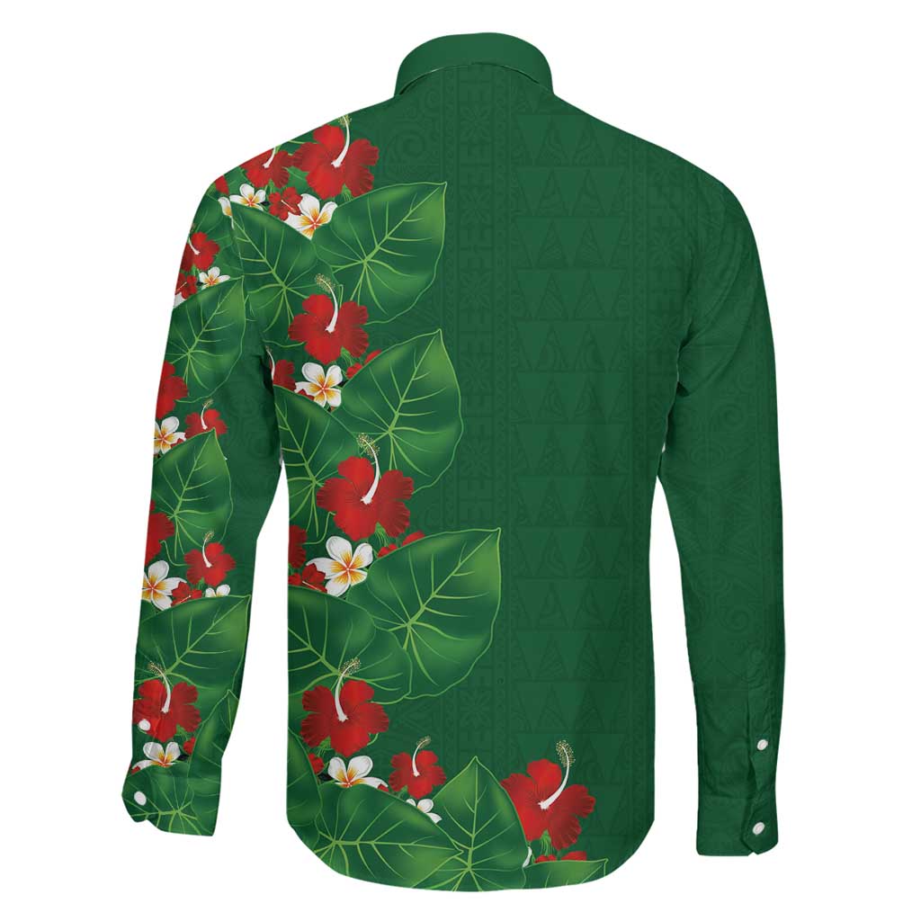 Hawaiian Taro Leaves-Hibiscus and Plumeria Family Matching Mermaid Dress and Hawaiian Shirt Polynesian Art-Kakau Tattoo Green LT03 - Polynesian Pride