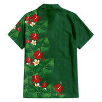 Hawaiian Taro Leaves-Hibiscus and Plumeria Family Matching Off Shoulder Short Dress and Hawaiian Shirt Polynesian Art-Kakau Tattoo Green LT03 - Polynesian Pride