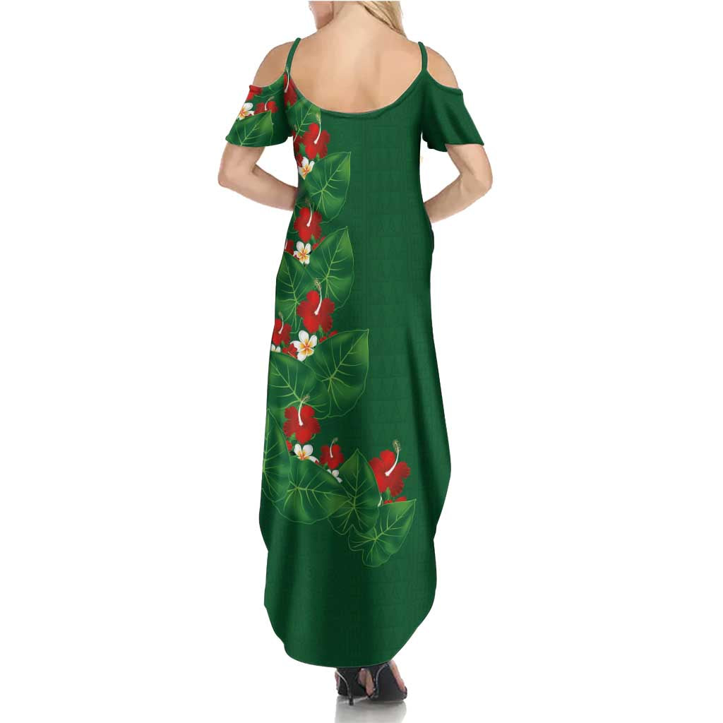 Hawaiian Taro Leaves-Hibiscus and Plumeria Family Matching Summer Maxi Dress and Hawaiian Shirt Polynesian Art-Kakau Tattoo Green LT03 - Polynesian Pride