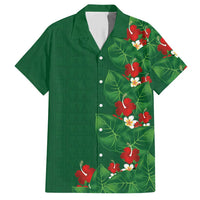 Hawaiian Taro Leaves-Hibiscus and Plumeria Hawaiian Shirt Polynesian Art-Kakau Tattoo Green LT03 Green - Polynesian Pride