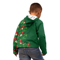 Hawaiian Taro Leaves-Hibiscus and Plumeria Kid Hoodie Polynesian Art-Kakau Tattoo Green LT03 - Polynesian Pride