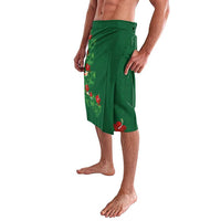 Hawaiian Taro Leaves-Hibiscus and Plumeria Lavalava Polynesian Art-Kakau Tattoo Green