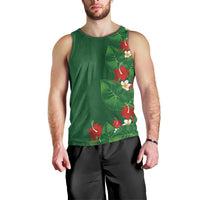 Hawaiian Taro Leaves-Hibiscus and Plumeria Men Tank Top Polynesian Art-Kakau Tattoo Green LT03 - Polynesian Pride