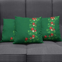Hawaiian Taro Leaves-Hibiscus and Plumeria Pillow Cover Polynesian Art-Kakau Tattoo Green