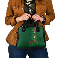 Hawaiian Taro Leaves-Hibiscus and Plumeria Shoulder Handbag Polynesian Art-Kakau Tattoo Green