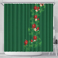 Hawaiian Taro Leaves-Hibiscus and Plumeria Shower Curtain Polynesian Art-Kakau Tattoo Green LT03 - Polynesian Pride