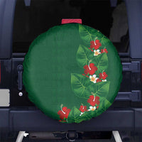 Hawaiian Taro Leaves-Hibiscus and Plumeria Spare Tire Cover Polynesian Art-Kakau Tattoo Green LT03 No hole Green - Polynesian Pride