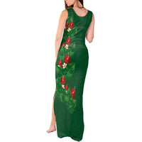 Hawaiian Taro Leaves-Hibiscus and Plumeria Tank Maxi Dress Polynesian Art-Kakau Tattoo Green LT03 - Polynesian Pride