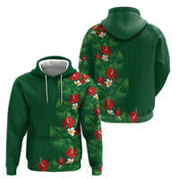 Hawaiian Taro Leaves-Hibiscus and Plumeria Zip Hoodie Polynesian Art-Kakau Tattoo Green LT03 - Polynesian Pride