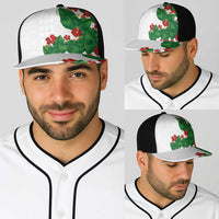 Hawaiian Taro Leaves-Hibiscus and Plumeria Baseball Net Cap Polynesian Art-Kakau Tattoo White