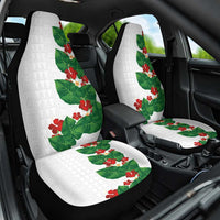 Hawaiian Taro Leaves-Hibiscus and Plumeria Car Seat Cover Polynesian Art-Kakau Tattoo White LT03 One Size White - Polynesian Pride
