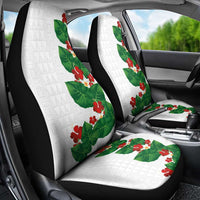 Hawaiian Taro Leaves-Hibiscus and Plumeria Car Seat Cover Polynesian Art-Kakau Tattoo White LT03 - Polynesian Pride