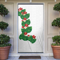 Hawaiian Taro Leaves-Hibiscus and Plumeria Door Cover Polynesian Art-Kakau Tattoo White LT03 White - Polynesian Pride