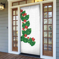 Hawaiian Taro Leaves-Hibiscus and Plumeria Door Cover Polynesian Art-Kakau Tattoo White LT03 - Polynesian Pride
