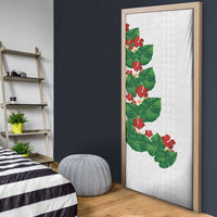 Hawaiian Taro Leaves-Hibiscus and Plumeria Door Cover Polynesian Art-Kakau Tattoo White LT03 - Polynesian Pride