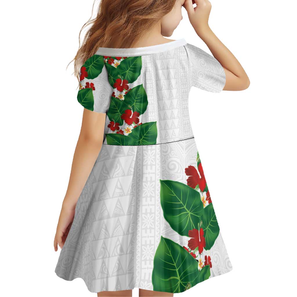 Hawaiian Taro Leaves-Hibiscus and Plumeria Family Matching Puletasi and Hawaiian Shirt Polynesian Art-Kakau Tattoo White LT03 - Polynesian Pride