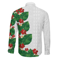 Hawaiian Taro Leaves-Hibiscus and Plumeria Family Matching Tank Maxi Dress and Hawaiian Shirt Polynesian Art-Kakau Tattoo White LT03 - Polynesian Pride