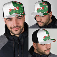 Hawaiian Taro Leaves-Hibiscus and Plumeria Mesh Trucker Cap Polynesian Art-Kakau Tattoo White