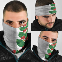 Hawaiian Taro Leaves-Hibiscus and Plumeria Neck Gaiter Polynesian Art-Kakau Tattoo White