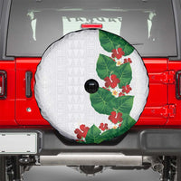 Hawaiian Taro Leaves-Hibiscus and Plumeria Spare Tire Cover Polynesian Art-Kakau Tattoo White LT03 - Polynesian Pride
