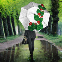 Hawaiian Taro Leaves-Hibiscus and Plumeria Umbrella Polynesian Art-Kakau Tattoo White
