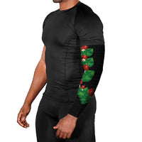 Hawaiian Taro Leaves-Hibiscus and Plumeria Arm Sleeves Polynesian Art-Kakau Tattoo Black