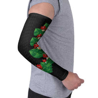 Hawaiian Taro Leaves-Hibiscus and Plumeria Arm Sleeves Polynesian Art-Kakau Tattoo Black