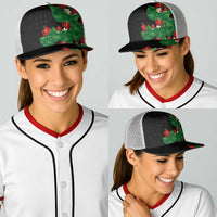 Hawaiian Taro Leaves-Hibiscus and Plumeria Baseball Net Cap Polynesian Art-Kakau Tattoo Black
